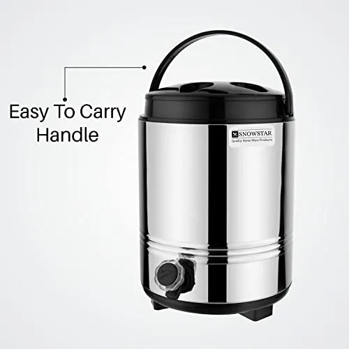 Snowstar Stainless Steel Insulated Water Jug 8 Liters with Tap I PUF Insulated Hot and Cold Upto 4-5hours I Double Walled Insulated Water Dispenser for Office Home Kitchen I Durable & Sturdy