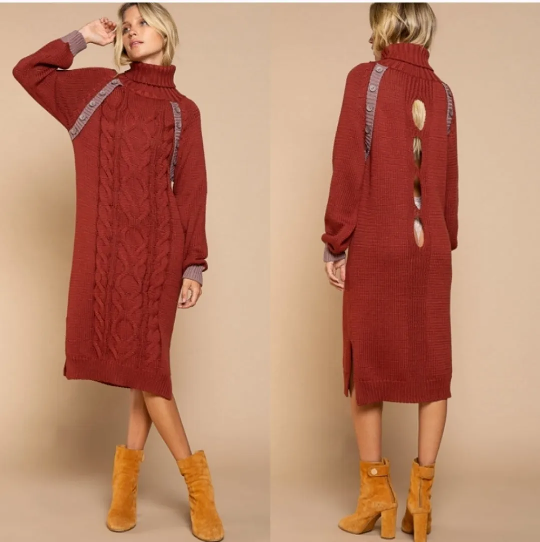 Split Back Sweater Dress