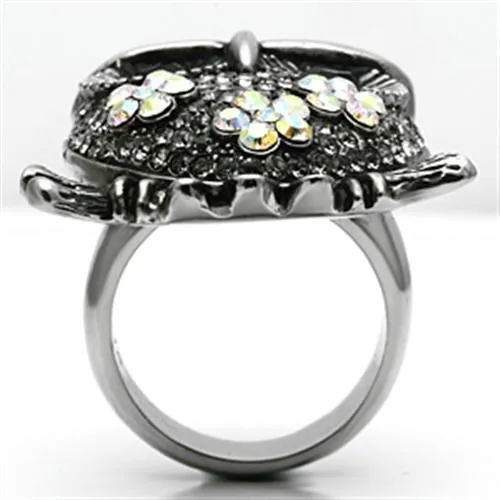 Stainless Steel Ring Top GRD Crystal Smoked Quartz TK603 for Women Style High