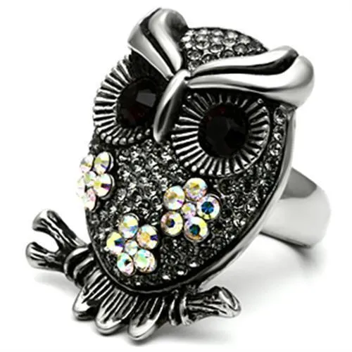 Stainless Steel Ring Top GRD Crystal Smoked Quartz TK603 for Women Style High