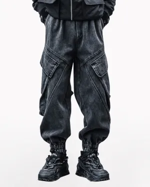 Streetwear Loose Black Denim Cargo Pants