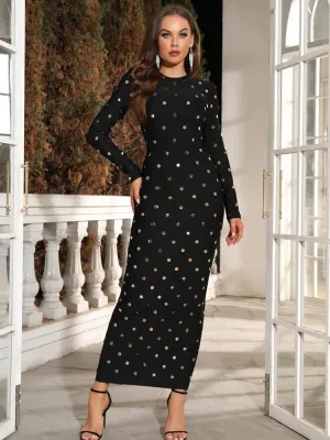 Tatiana Long Sleeve Bandage Embellished Maxi Dress