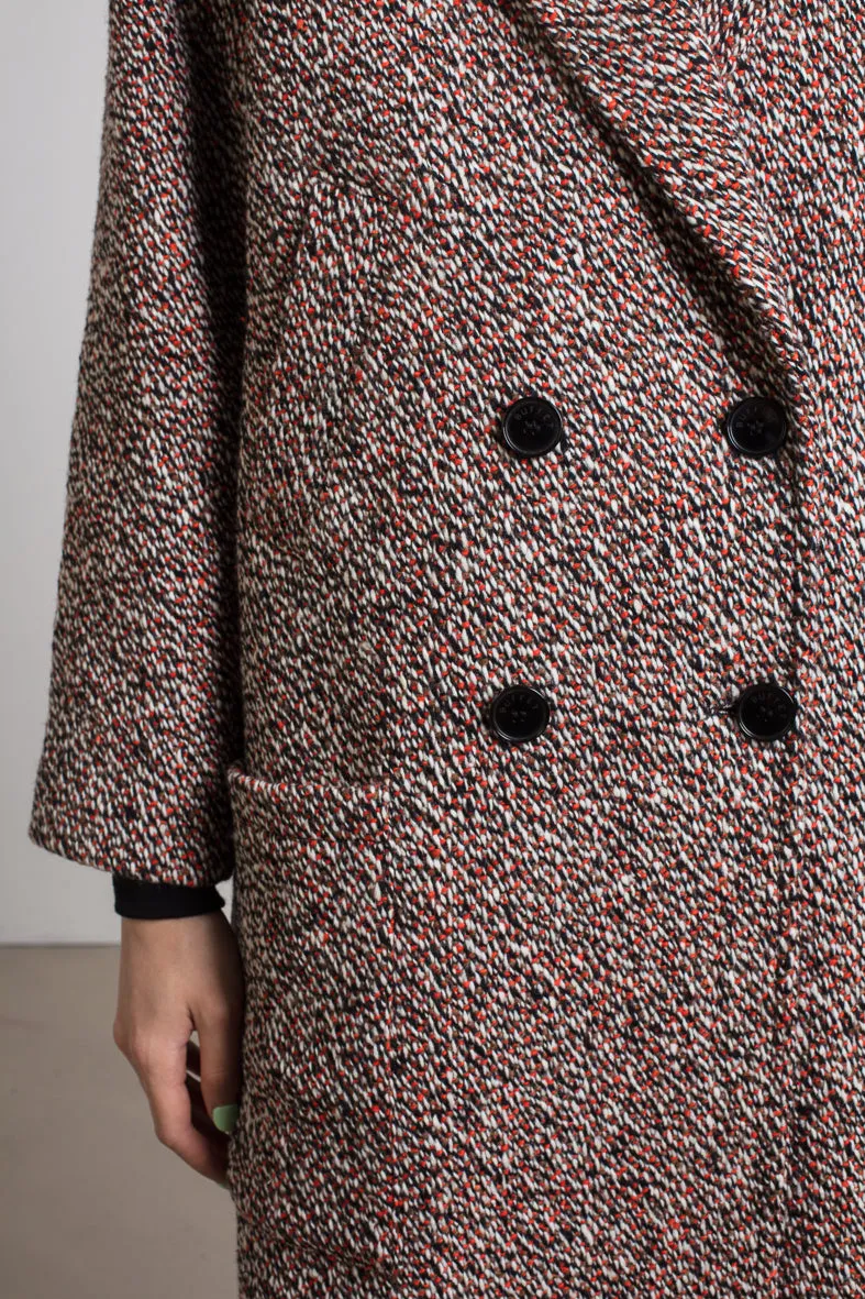 Tweed wool cocoon coat