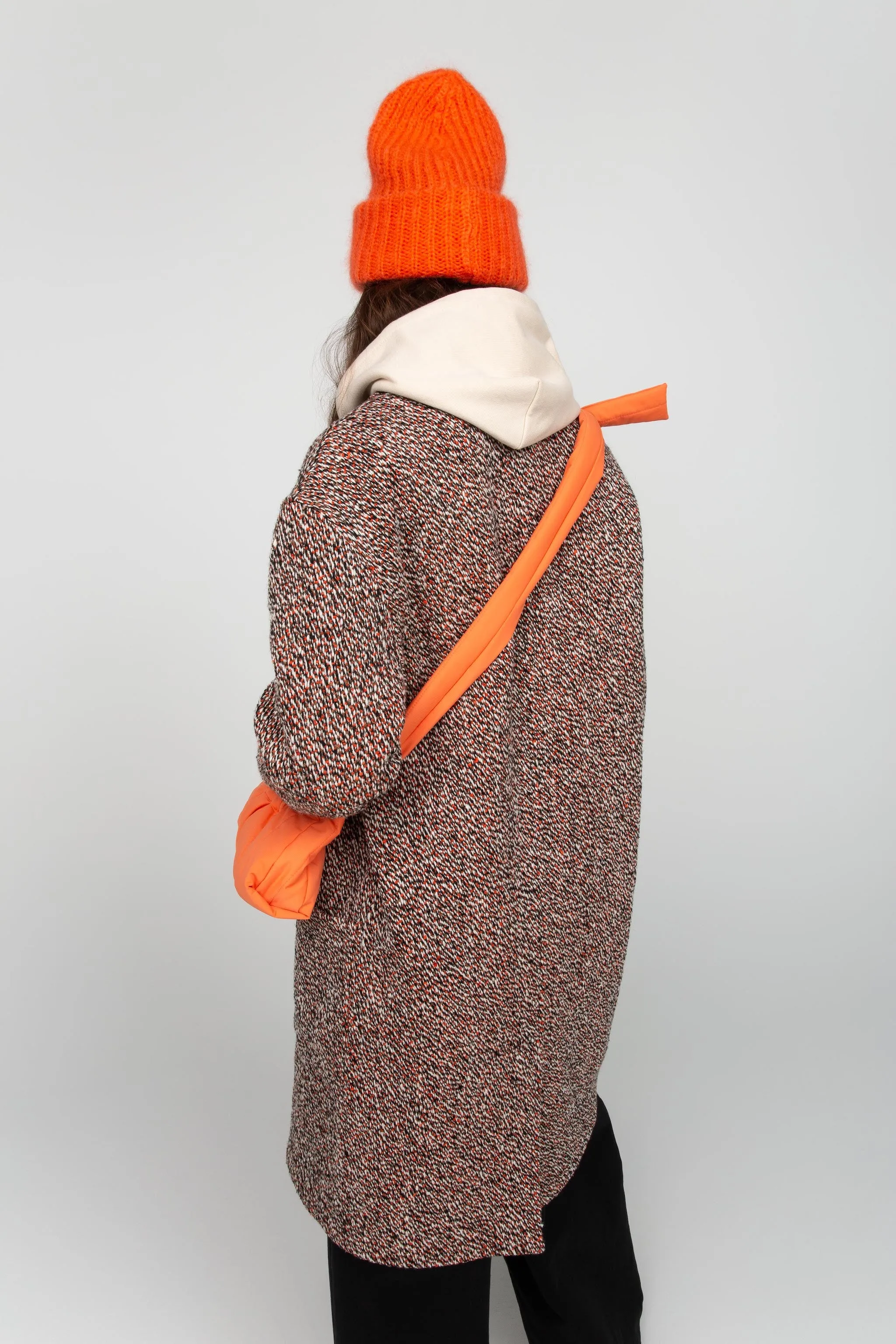 Tweed wool cocoon coat