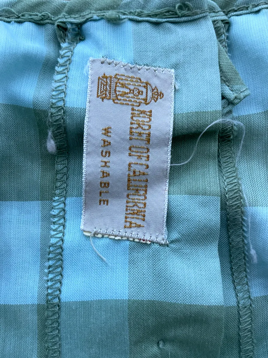 Vintage 1960’s Baby Blue & Green Plaid Skirt & Shirt Set