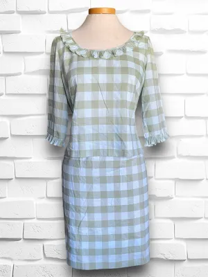 Vintage 1960’s Baby Blue & Green Plaid Skirt & Shirt Set