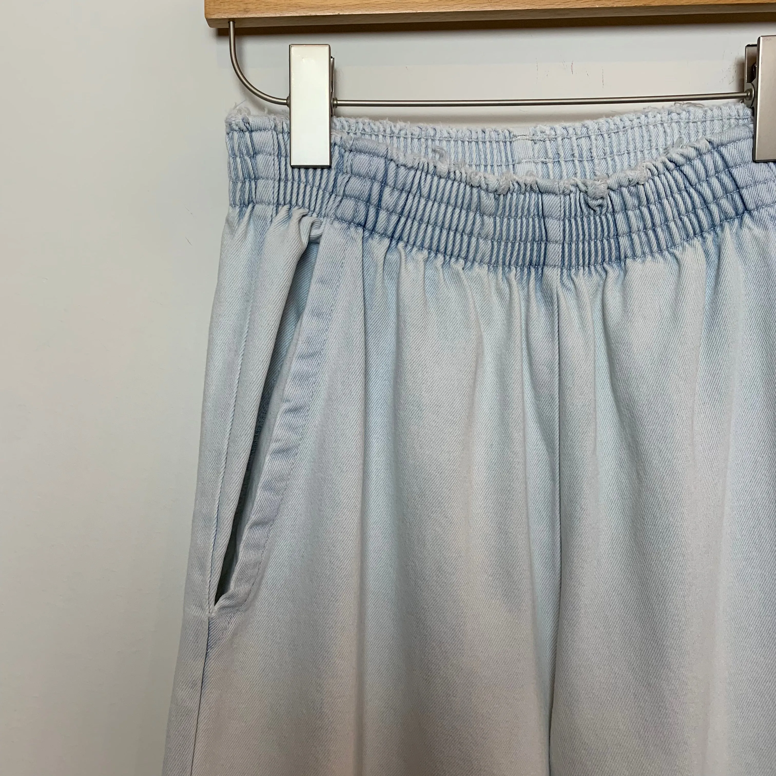 Vintage 80s Denim Republic Pull On Light Wash Denim Pants 8 Made in the USA