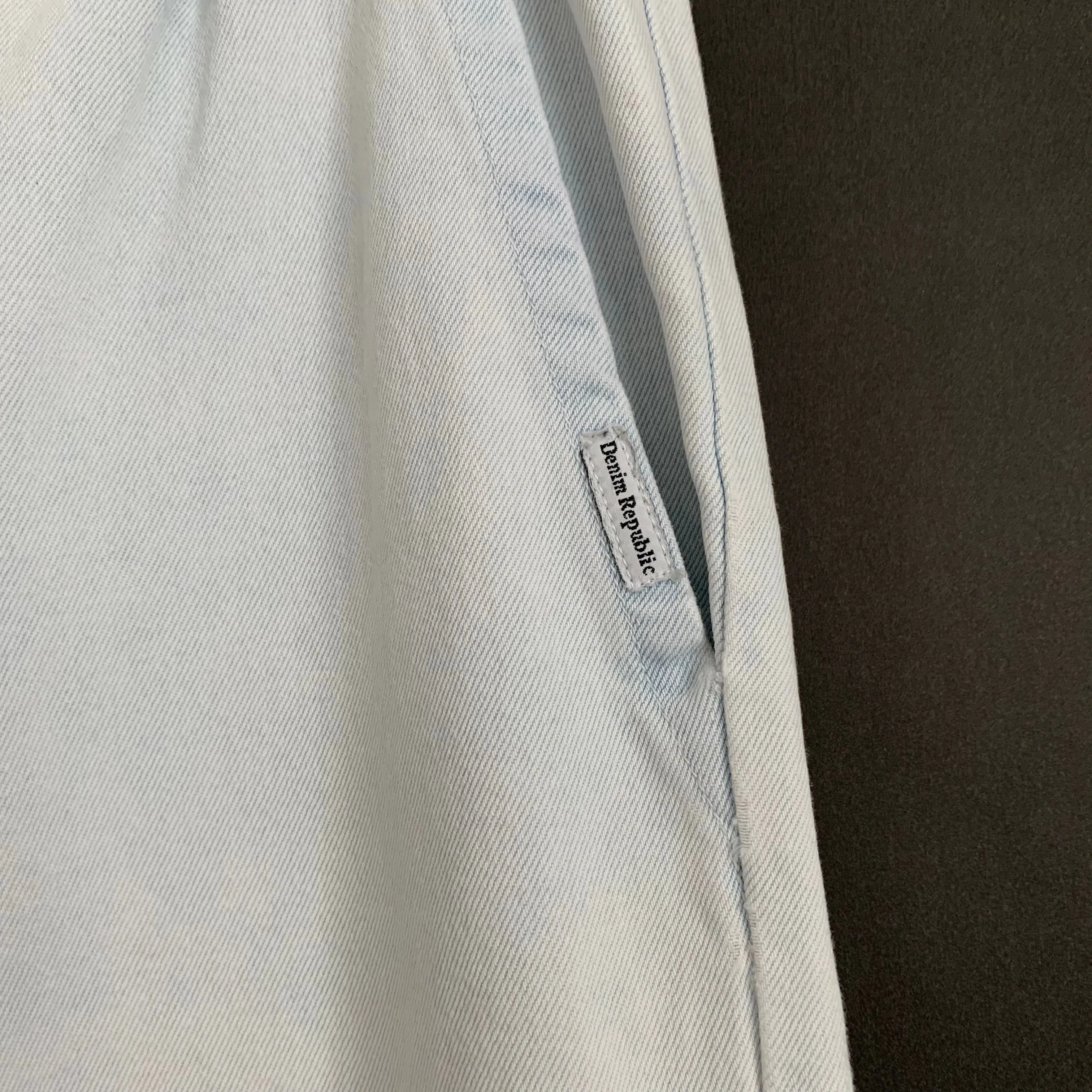 Vintage 80s Denim Republic Pull On Light Wash Denim Pants 8 Made in the USA