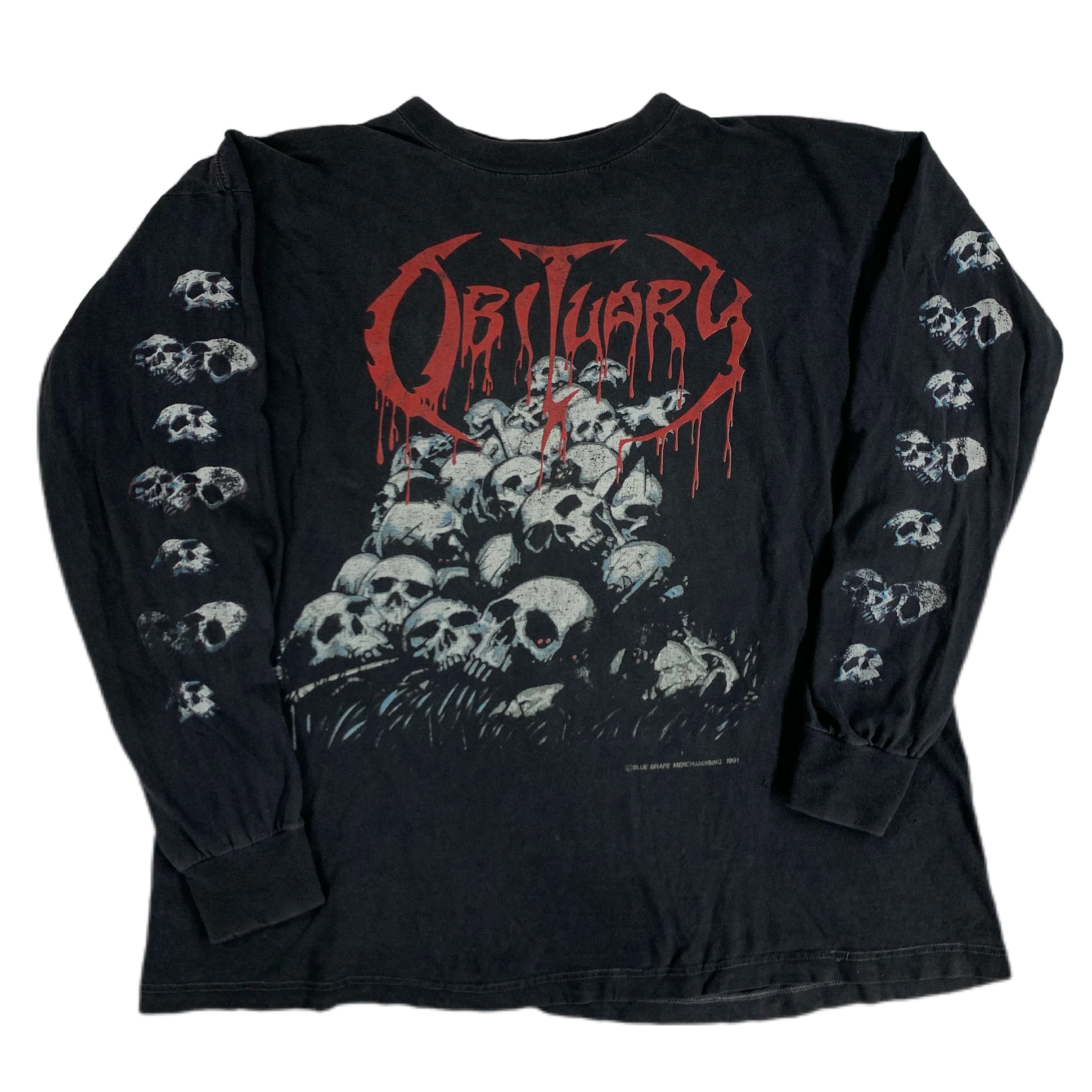 Vintage Obituary "Skull Pile" Cause Of Death Longsleeve Shirt