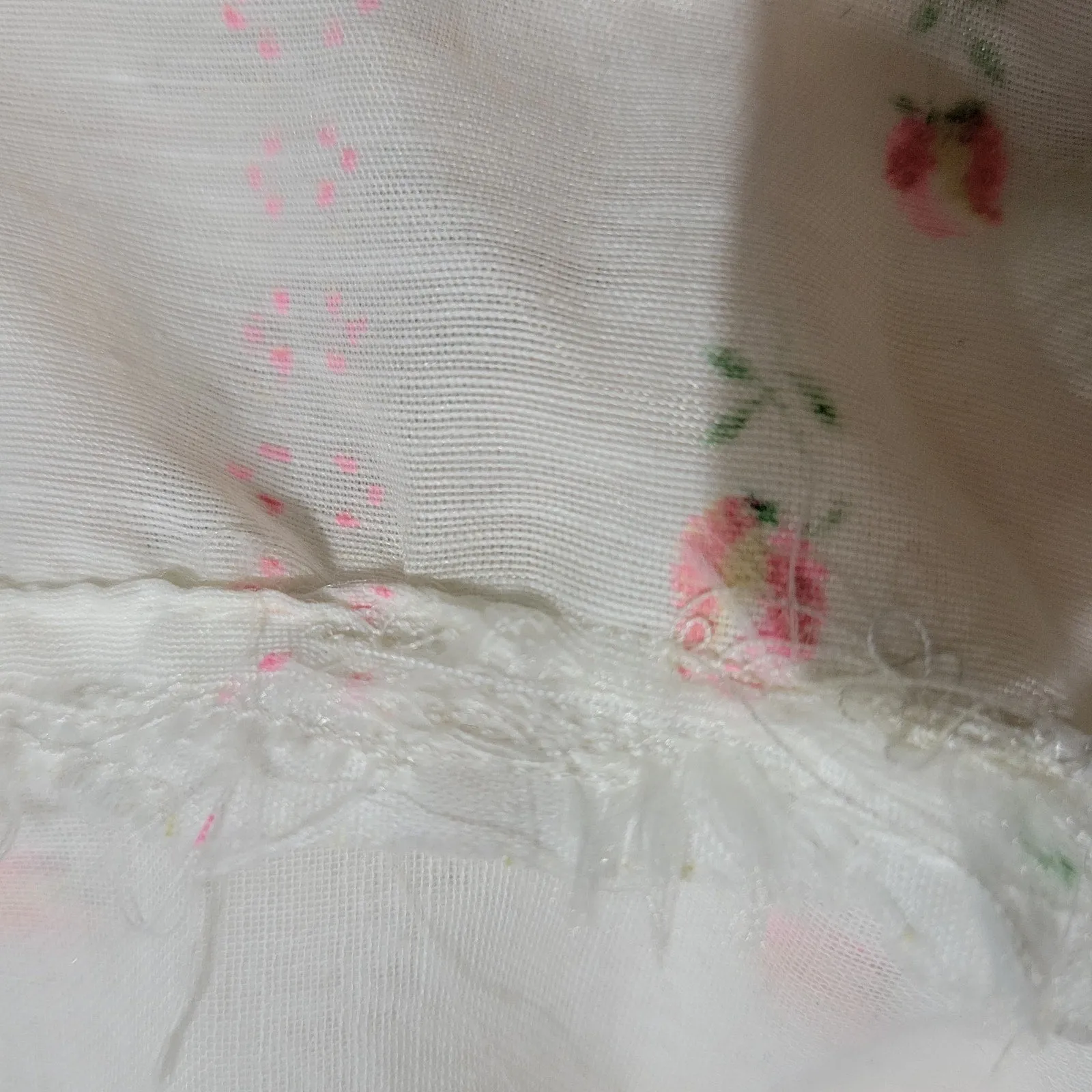 Vintage Vicky Vaughn Prairie Dress White Maxi Pastel Print High Collar Embroidered Long Gigot Puff Sleeves Size XXS