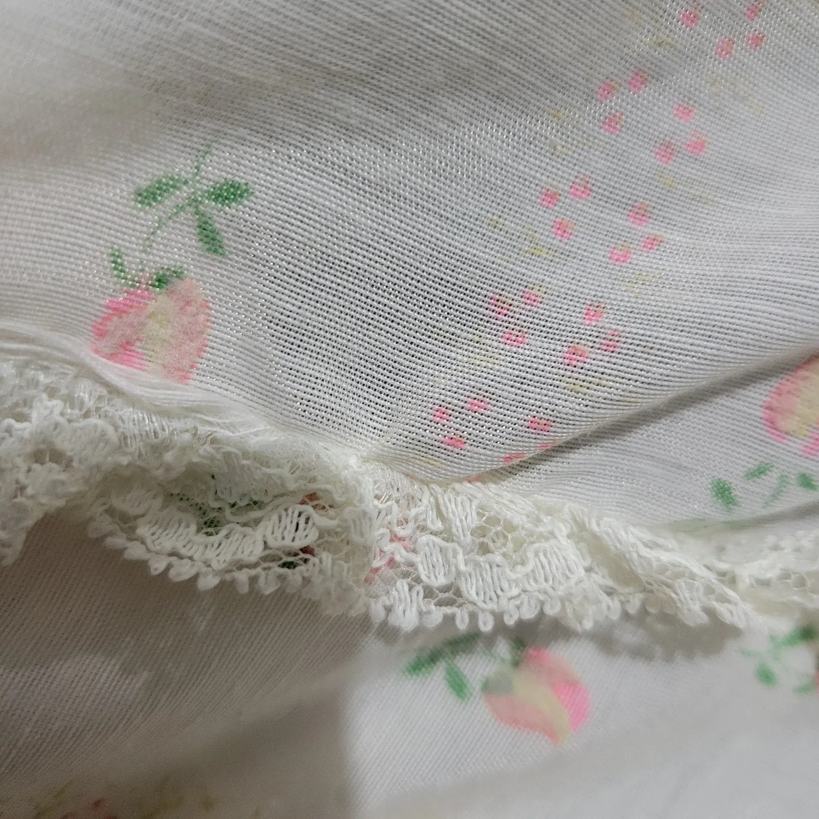 Vintage Vicky Vaughn Prairie Dress White Maxi Pastel Print High Collar Embroidered Long Gigot Puff Sleeves Size XXS