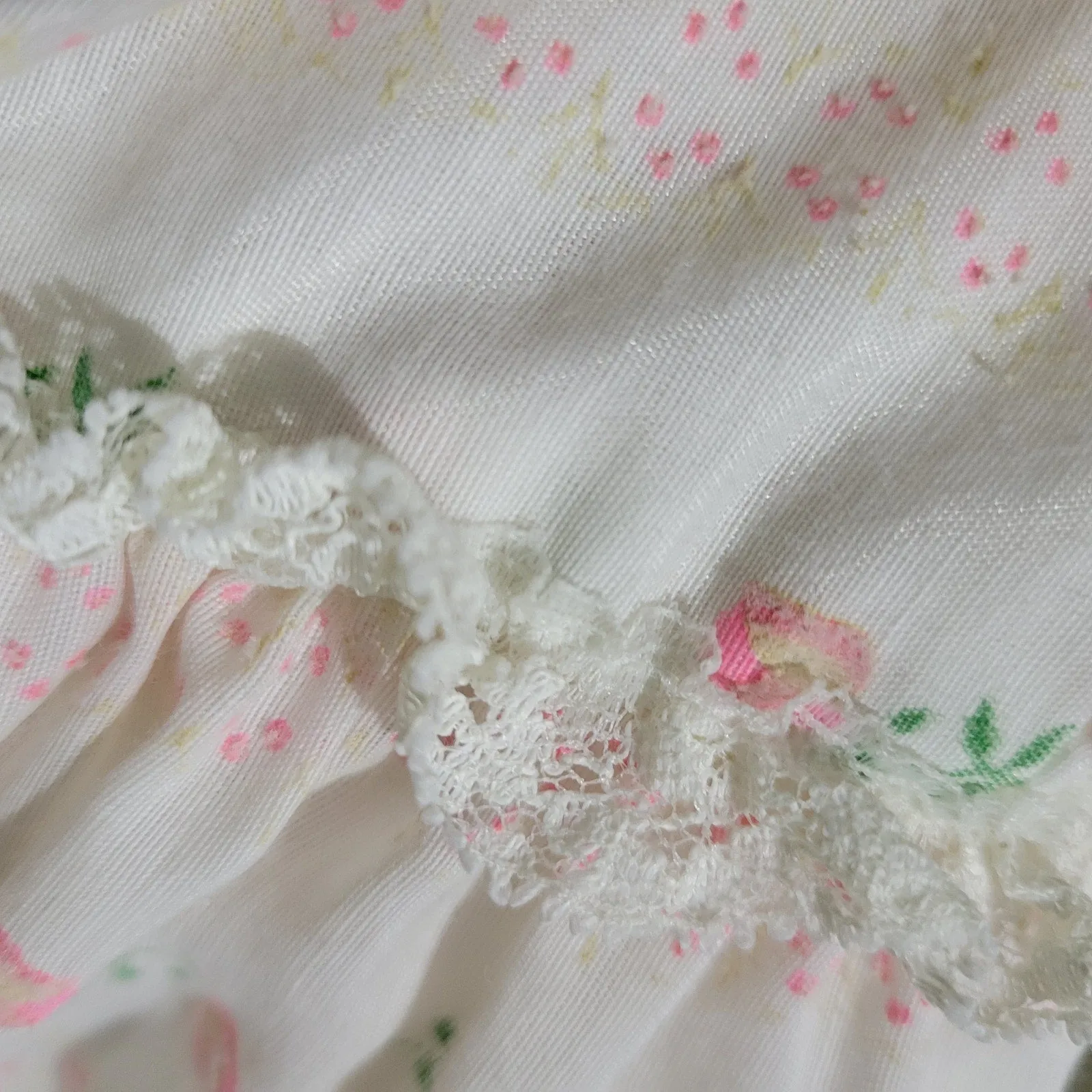 Vintage Vicky Vaughn Prairie Dress White Maxi Pastel Print High Collar Embroidered Long Gigot Puff Sleeves Size XXS