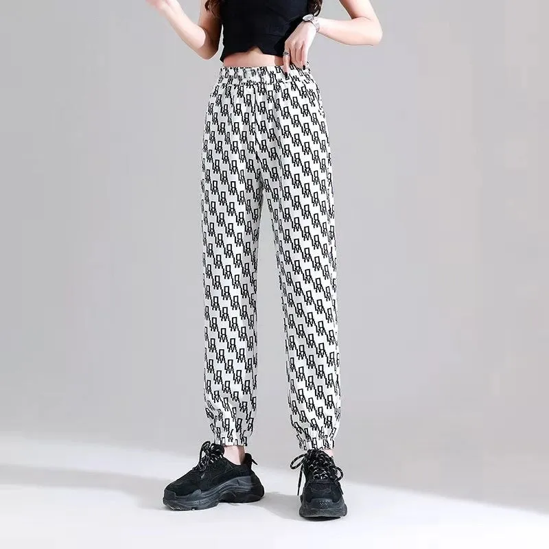Wide Leg Pants Women Loose High Waist Drape Thin Ice Silk Casual Jogger Hong Kong Inner Pants