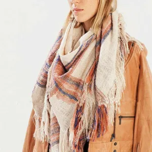 Winter Plaid Warm Acrylic Blanket Scarf