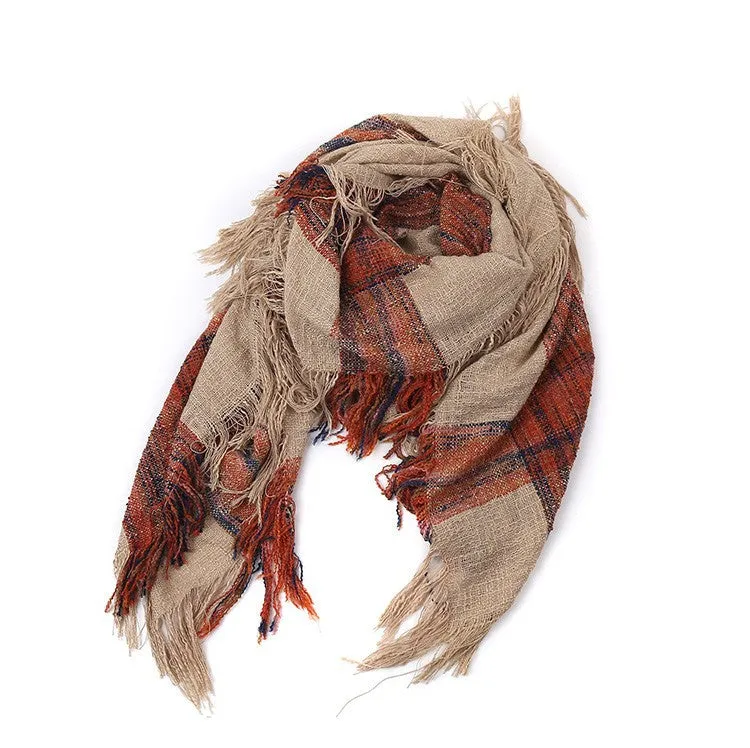 Winter Plaid Warm Acrylic Blanket Scarf