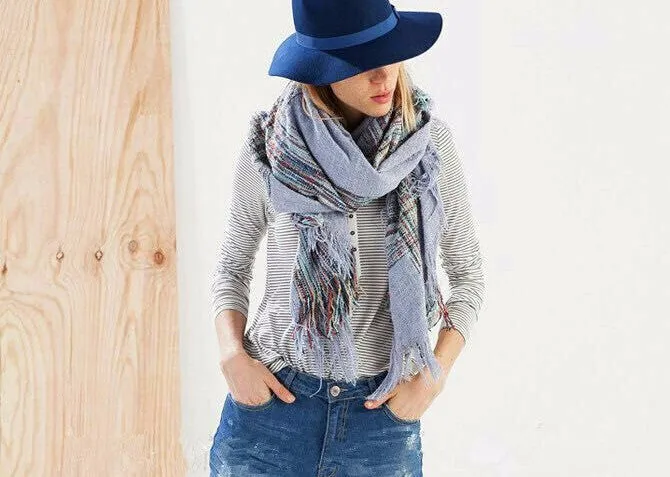 Winter Plaid Warm Acrylic Blanket Scarf