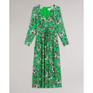 Women Wmd-Jorjiaa-Lace Up Front Midi Shirt Dress - Green