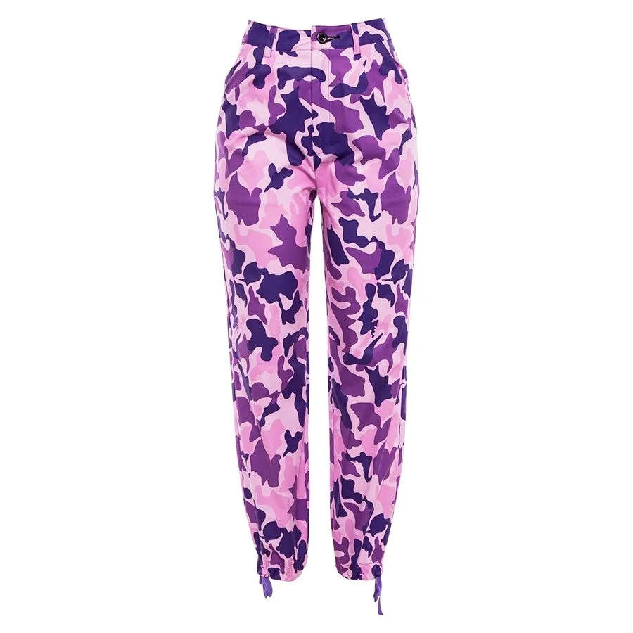 Women's Autumn Straight Loose High Waist Camouflage Pants