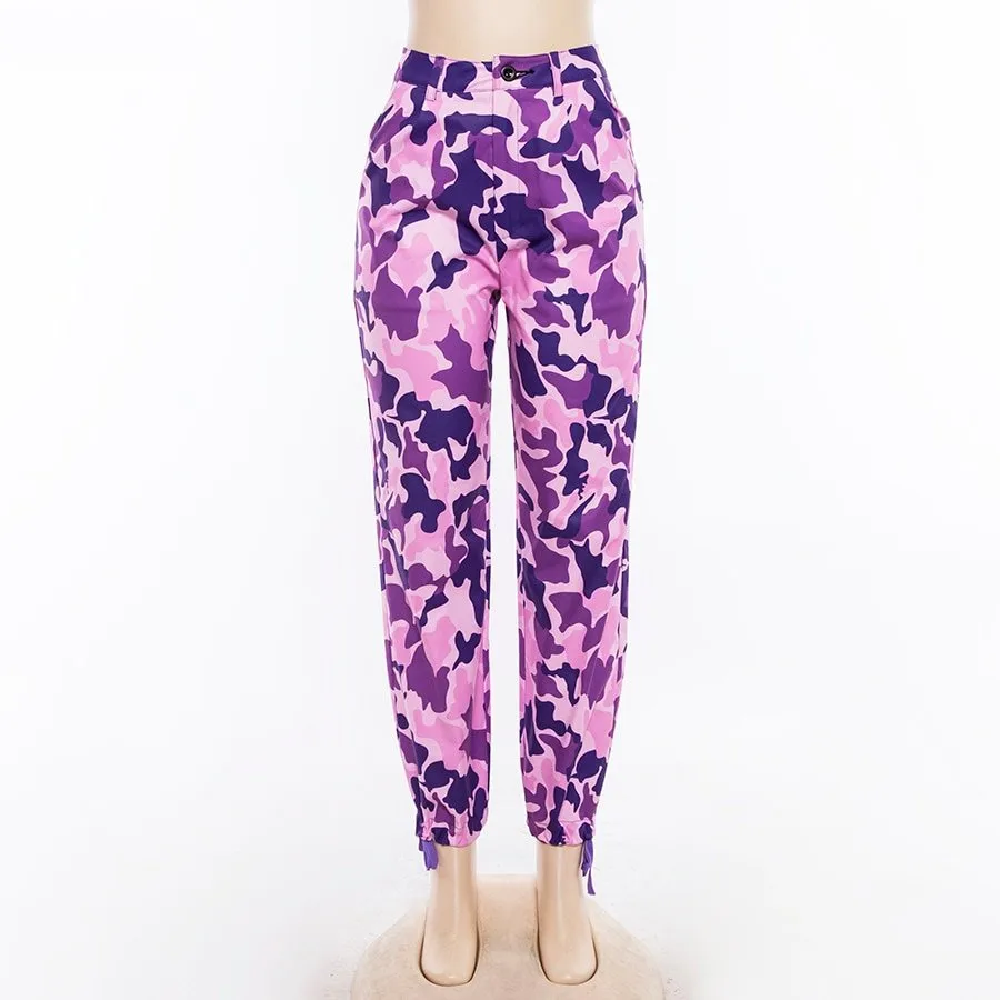 Women's Autumn Straight Loose High Waist Camouflage Pants