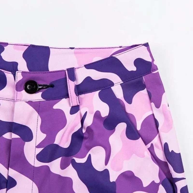 Women's Autumn Straight Loose High Waist Camouflage Pants