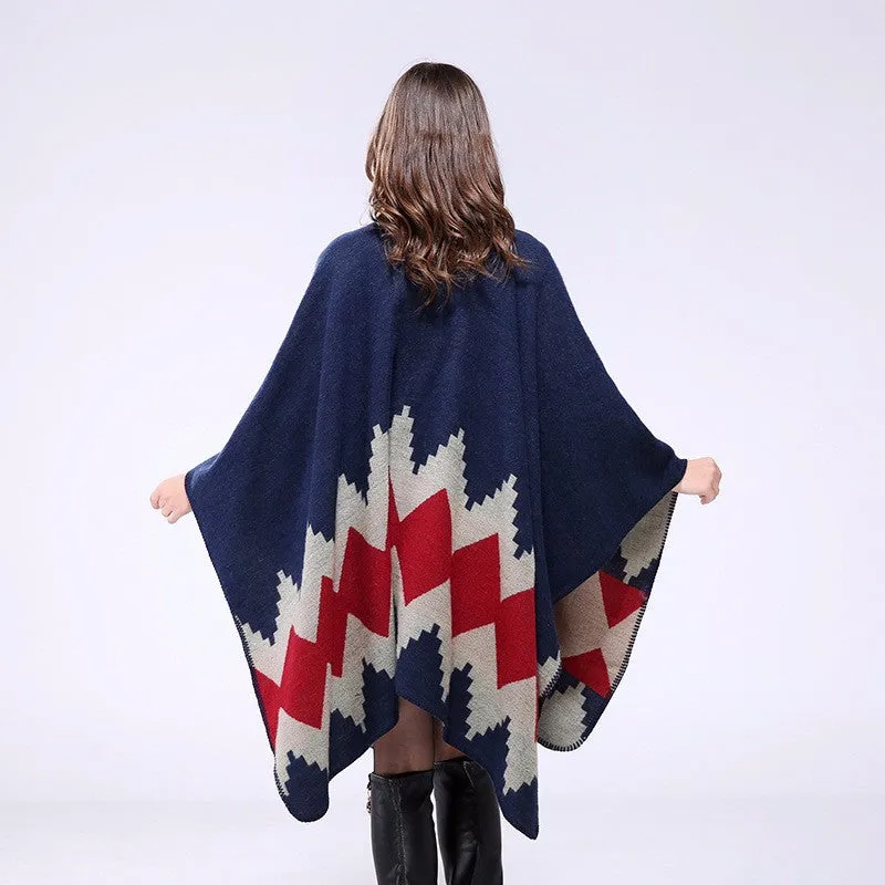 Women's Winter Thicken Cashmere Blanket Poncho