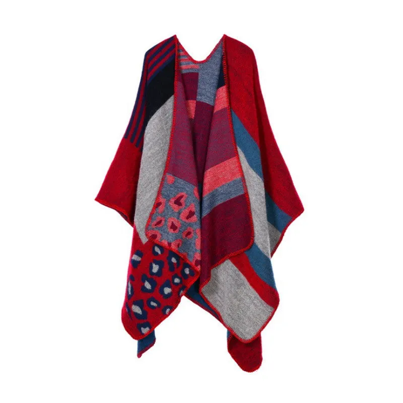 Women's Winter Thicken Cashmere Blanket Poncho