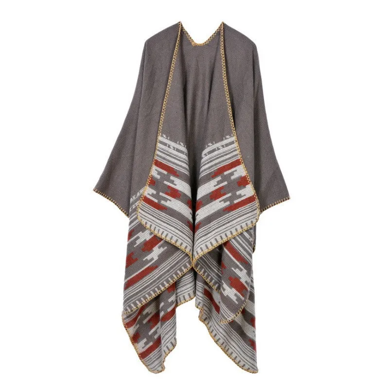 Women's Winter Thicken Cashmere Blanket Poncho