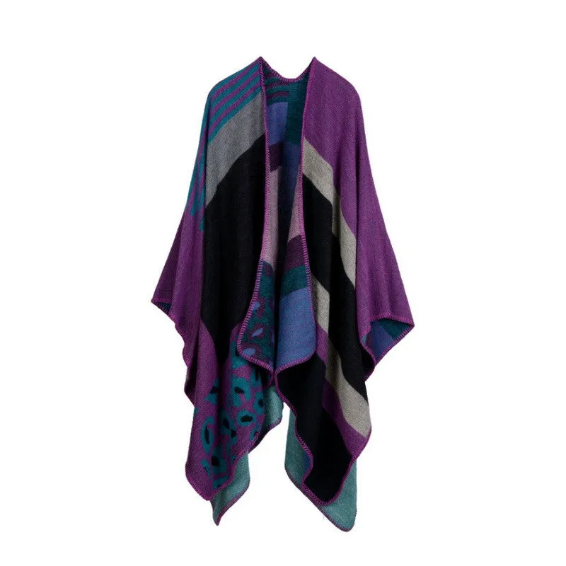 Women's Winter Thicken Cashmere Blanket Poncho