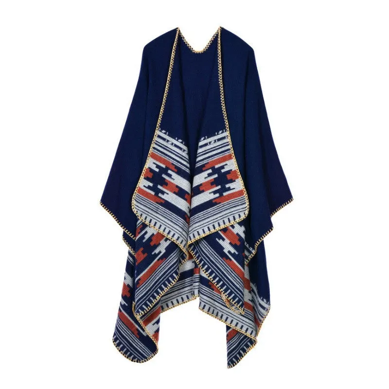 Women's Winter Thicken Cashmere Blanket Poncho