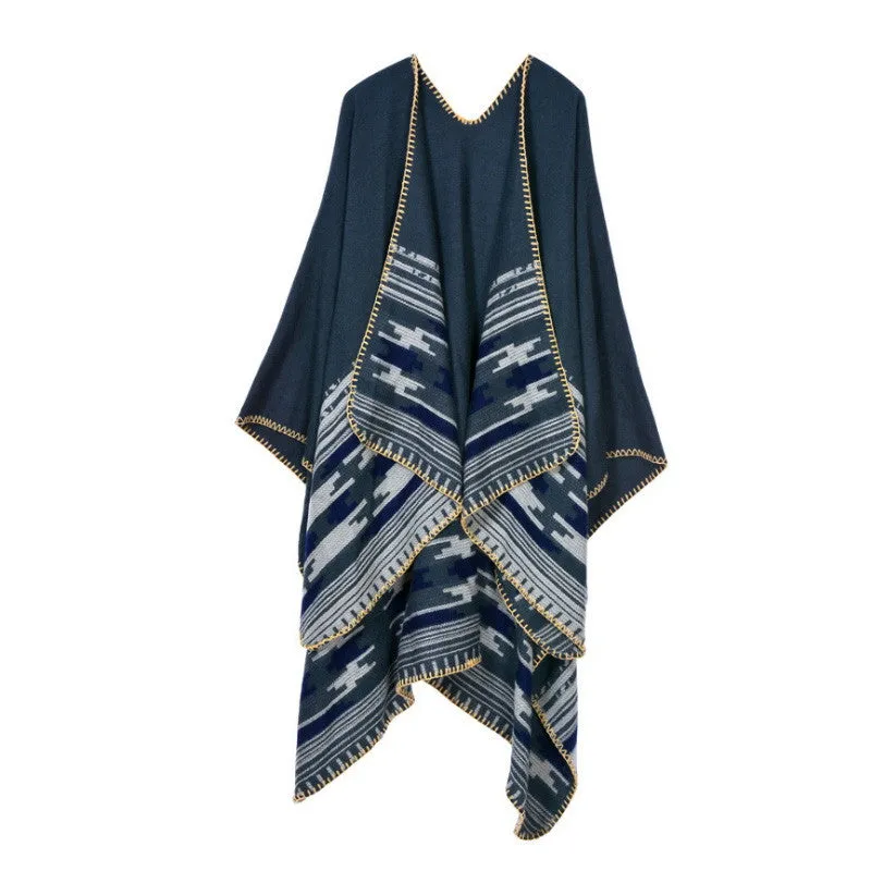 Women's Winter Thicken Cashmere Blanket Poncho